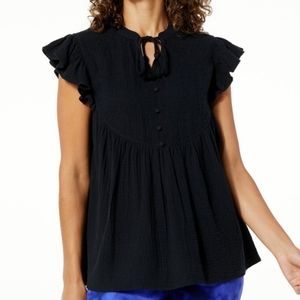 Eyelet Cap Sleeve Top